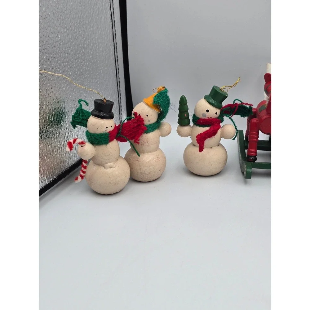 Unbranded Vintage Wooden Christmas Ornaments Mixed‎ Lot Multicolor Good Folk Art